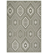 Taupe and ivory hexagon boho rug for modern interiors.